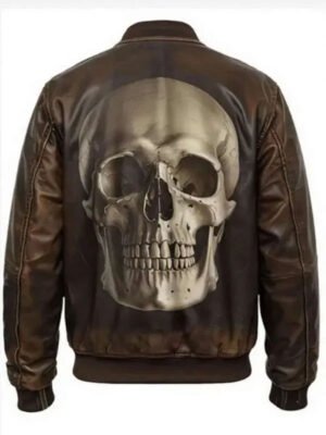 Men's Vintage Brown Skull Leather Jacket