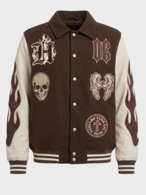 Halloween Skull and Wings Varsity Jacket