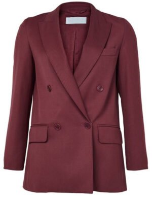 Women Double Breasted Maroon Blazer