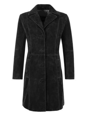 Women Classic Black Suede Coat
