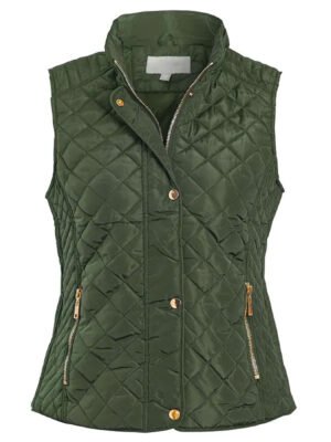 Women Thin Green Quilted Vest