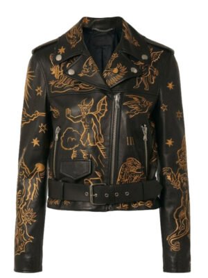 Women's Black Leather Biker Jacket