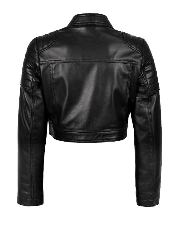 Women's Cropped Leather Jacket - Image 2