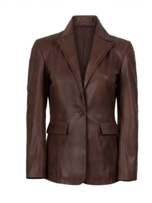 Women's Fitted Tan Leather Blazer