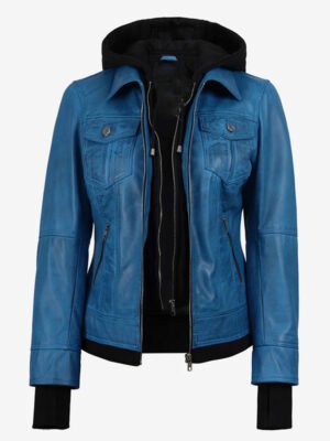 Women's Leather Blue Jacket