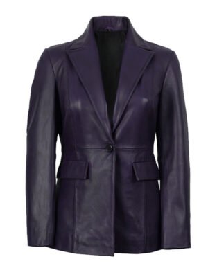 Women's Purple Leather Blazer