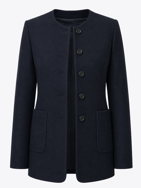 Women's Navy Collarless Jacket