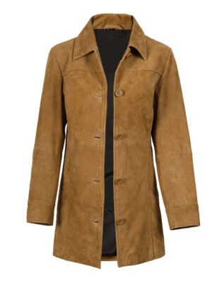 Women's Tan Suede Leather Coat