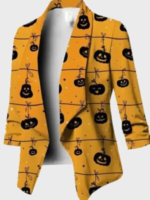 Halloween Yellow Pumpkin Blazer