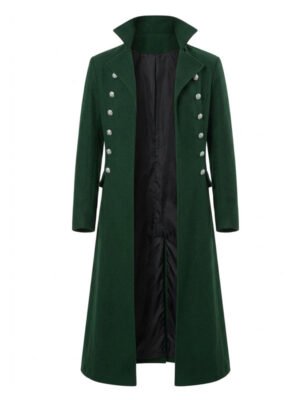 Men Pirate Green Trench Coat