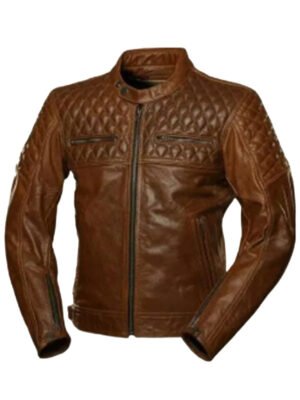 Vintage Cafe Racer Brown Quilted Leather Jacket